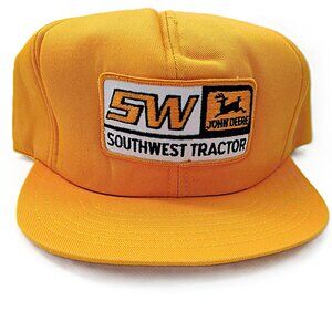 Vintage John Deere Trucker Hat AS IS Southwest Tractor Patch Yellow Snapback